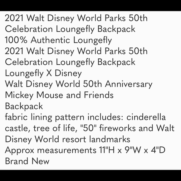 NWT Walt Disney World 50th Loungefly Mini Backpack - Picture 5 of 5